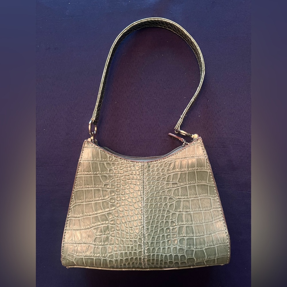 Liz Claiborne Faux Crocodile green shoulder purse
